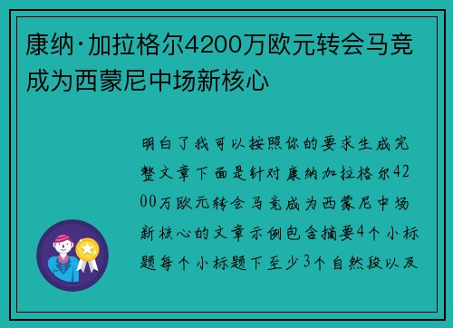 康纳·加拉格尔4200万欧元转会马竞 成为西蒙尼中场新核心